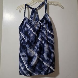 Blue and White Tie-Dye Tank Top